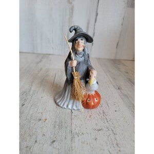 Vintage ceramic witch vulture miniature figure decor Halloween